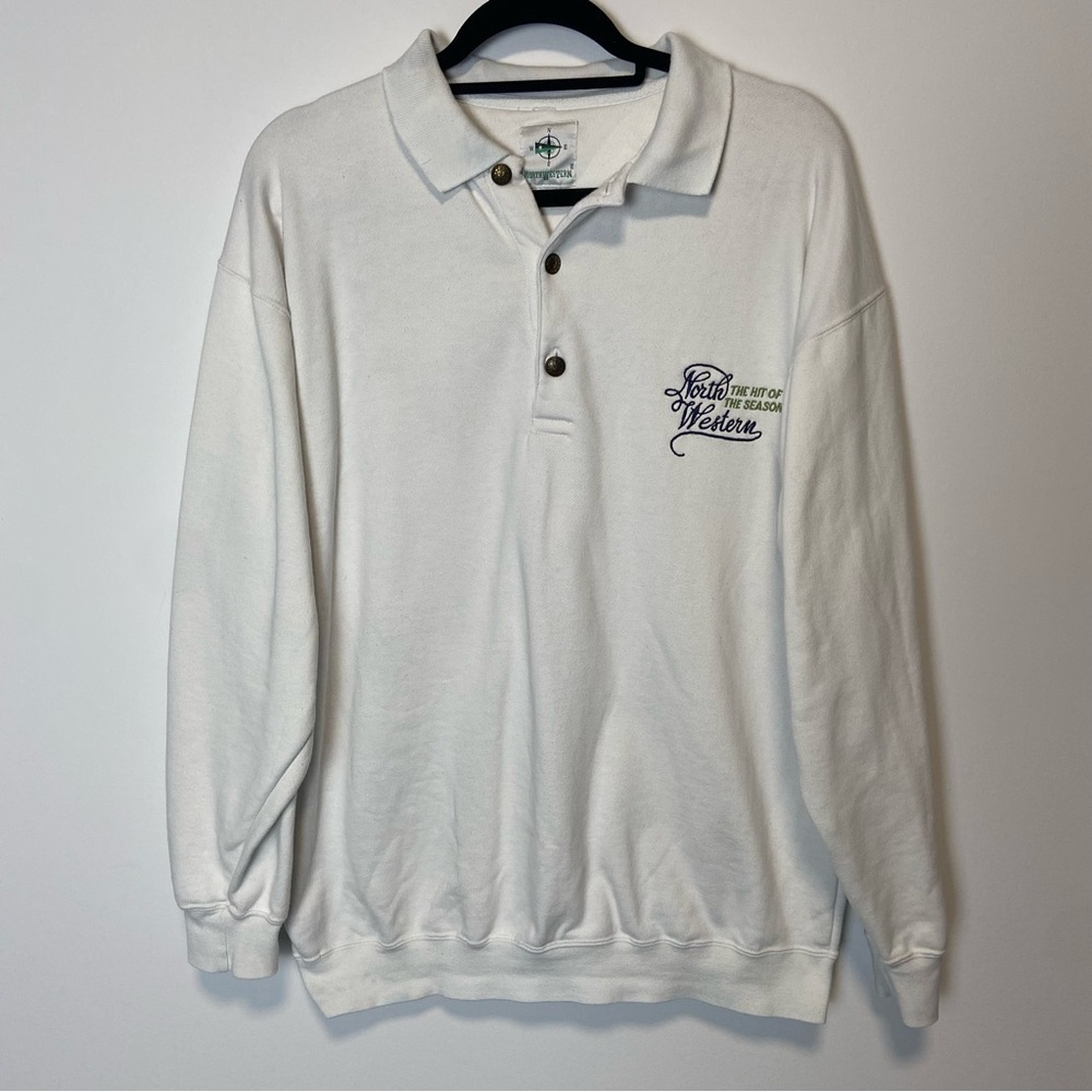 210. VTG North Western Polo Sweatshirt | 90s Retro Style L